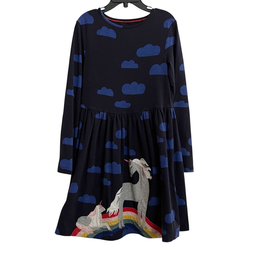Mini Boden unicorn rainbow cloud dress (7-8)